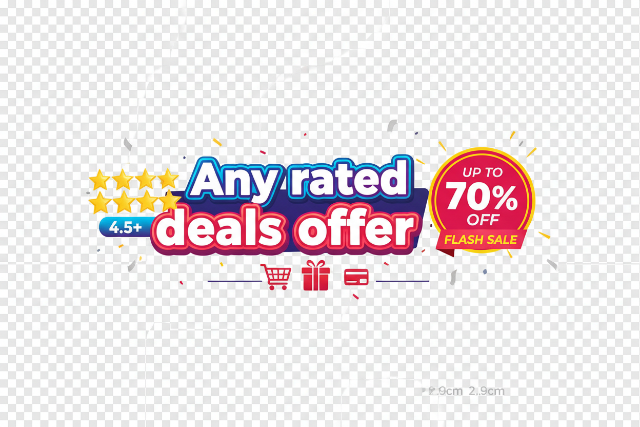 Advertisements banner height 2.9cm, full length Any rated deals offer png format no background 