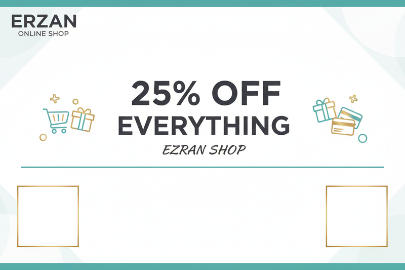 Create 2 cm white advertisement about my shop hd quality we are 25 % discount every product,Christmas offer, clearance offer, winter offer, and partnership brands photo add this banner separate 6 images i need like human efit in photoshop 