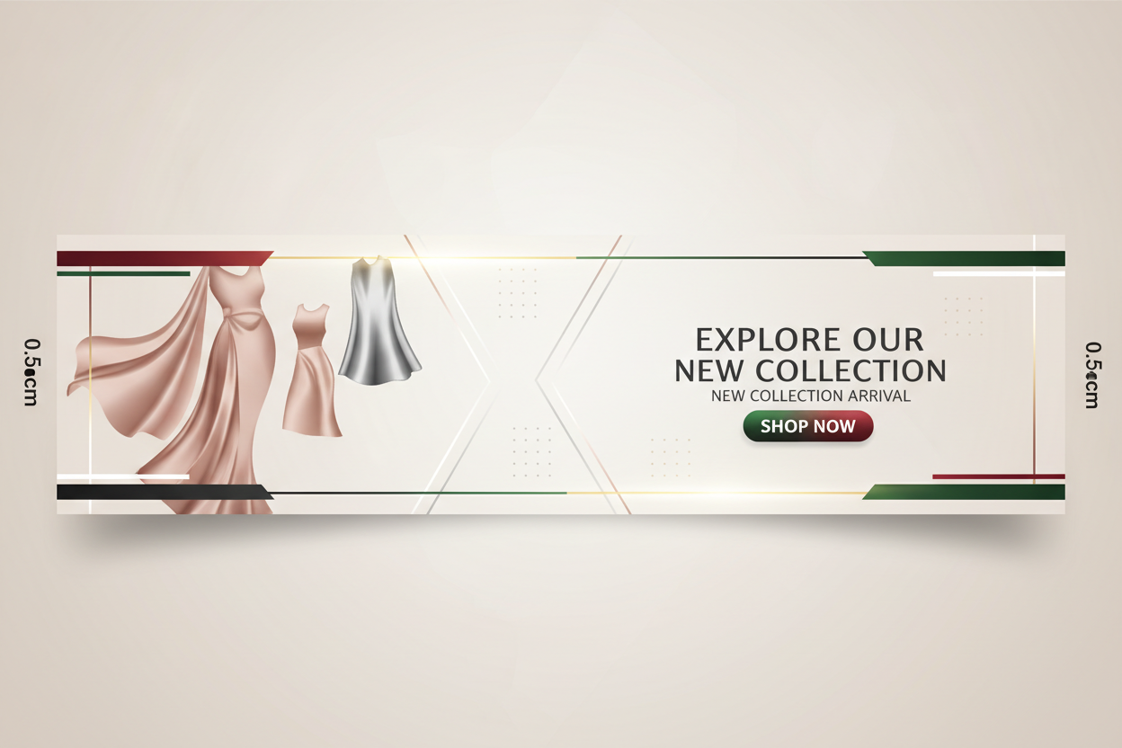 Explore our new collection arrival uae related advertising banner height 0.5 cm