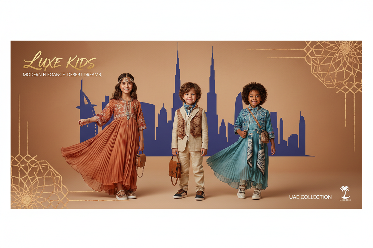 kids fashion advertisment banner height  0.5cm hd quality relate d uae